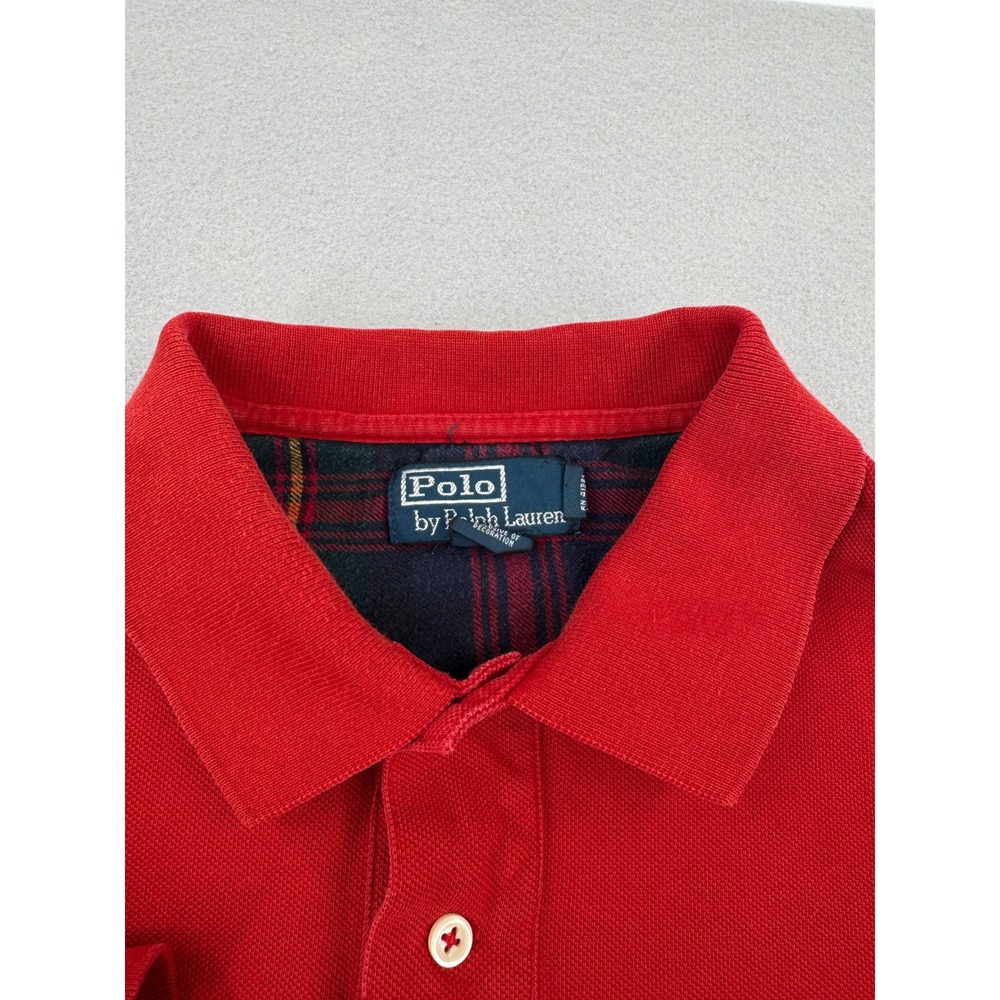 Polo Ralph Lauren Mens L Long‎ Sleeve Pique Polo Red Preppy Casual Ivy - Picture 4 of 11